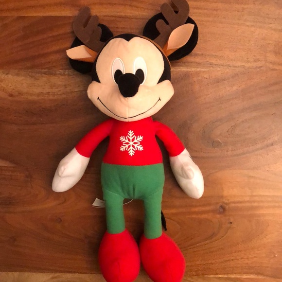 Disney Other - Disney Mickey Mouse Reindeer Ears 15” Stuffed Plush Christmas Doll Toy